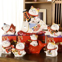 Load image into Gallery viewer, Wealthy cat ornaments cute ceramic money jar

