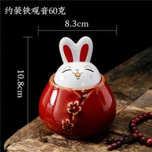 Load image into Gallery viewer, Rabbit mascot six-color kiln ceramic tea jar
