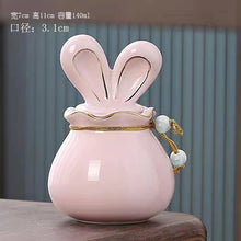 Load image into Gallery viewer, Ceramic sealed rabbit ears storage jar
