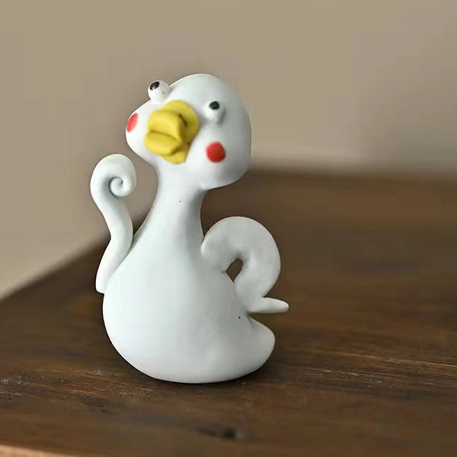 Jingdezhen hand-kneaded ceramic duck small ornaments tea pet