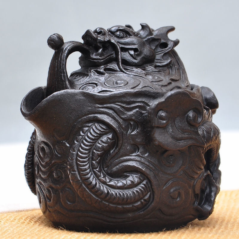 Master Collection----Natural moraine rock dragon pot carved in stone teapot/ Teacup【M573】