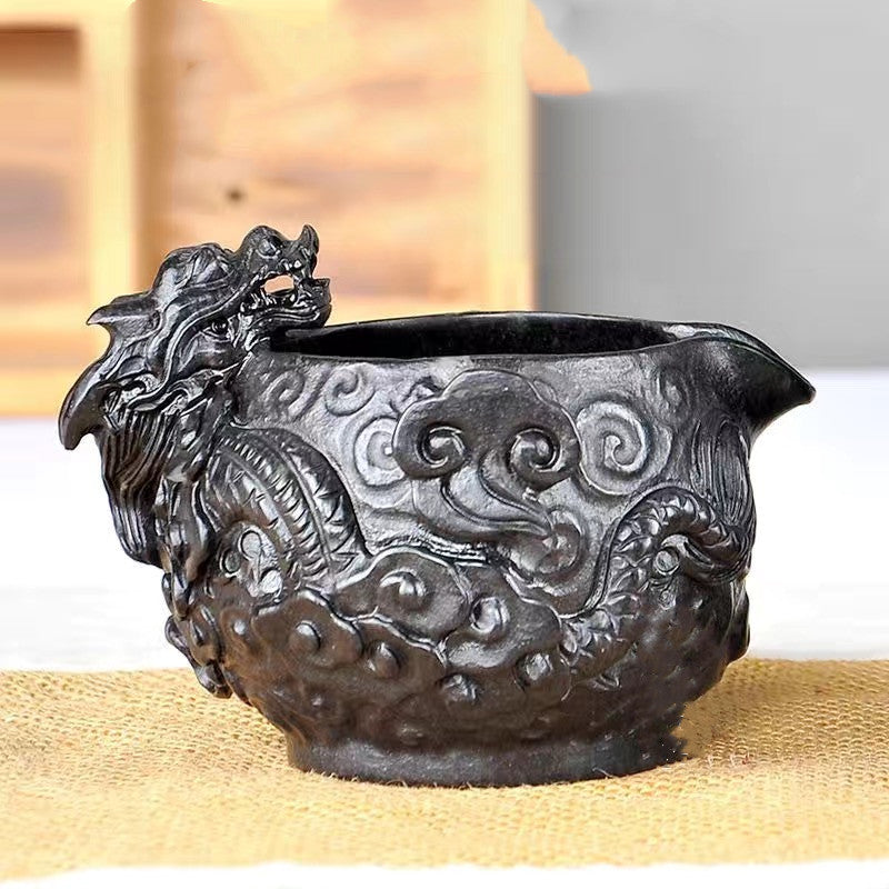 Master Collection----Natural moraine rock dragon pot carved in stone teapot/ Teacup【M573】