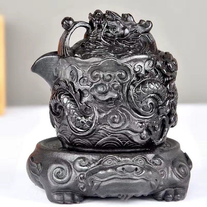 Master Collection----Natural moraine rock dragon pot carved in stone teapot/ Teacup【M573】