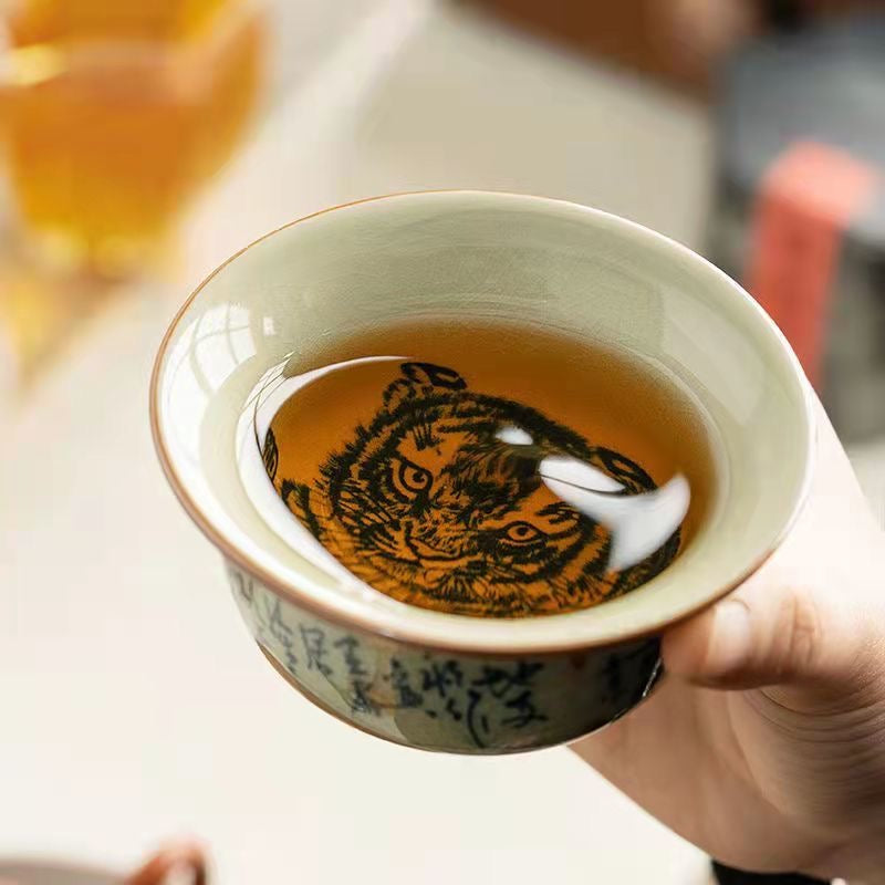 Jingdezhen old pottery clay pressed hand cup tiger cup teacup