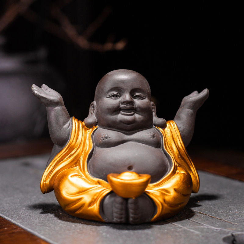 Ceramic Maitreya Buddha Statue Ornament Tea Pet