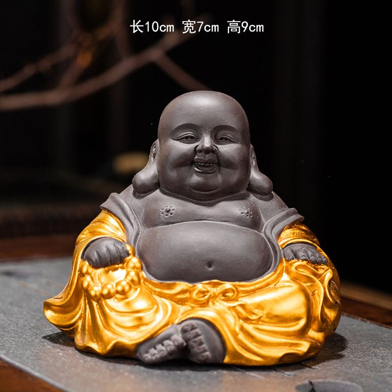 Ceramic Maitreya Buddha Statue Ornament Tea Pet