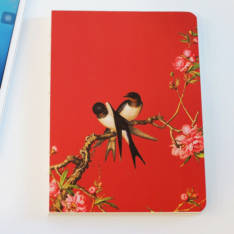 Ancient style Lang Shining flower and bird A5 blank notebook