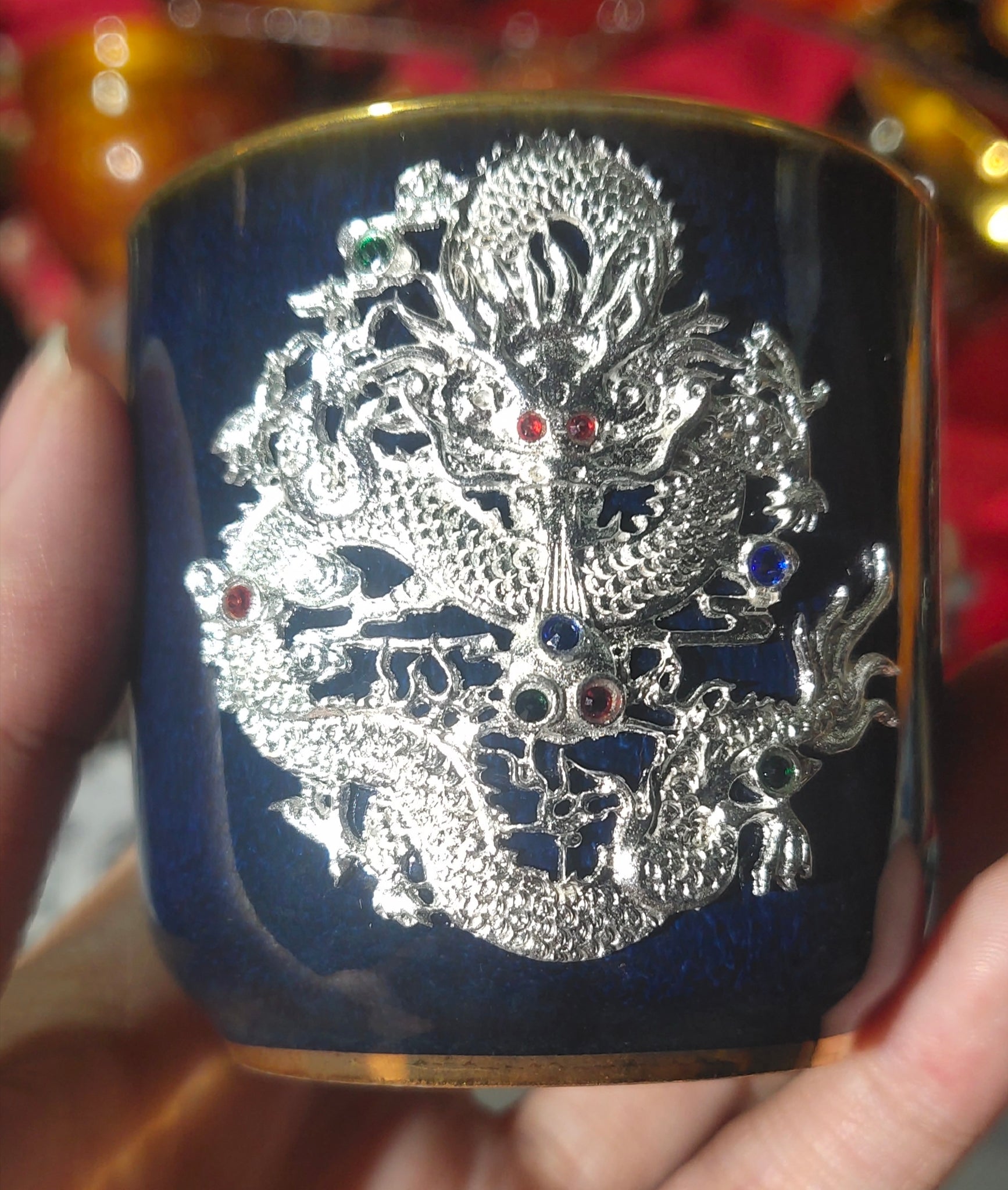 Gold/Silver dragon and phoenix Teacup Set