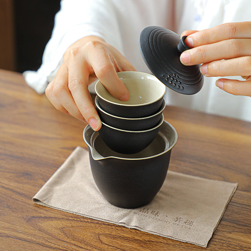 Portable Ceramic Gaiwan Travel Teacup/Teapot Set