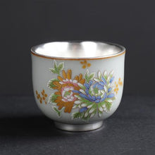 Load image into Gallery viewer, Enamel 925 Silver Teacup Set

