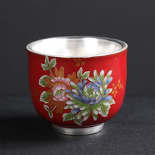 Load image into Gallery viewer, Enamel 925 Silver Teacup Set
