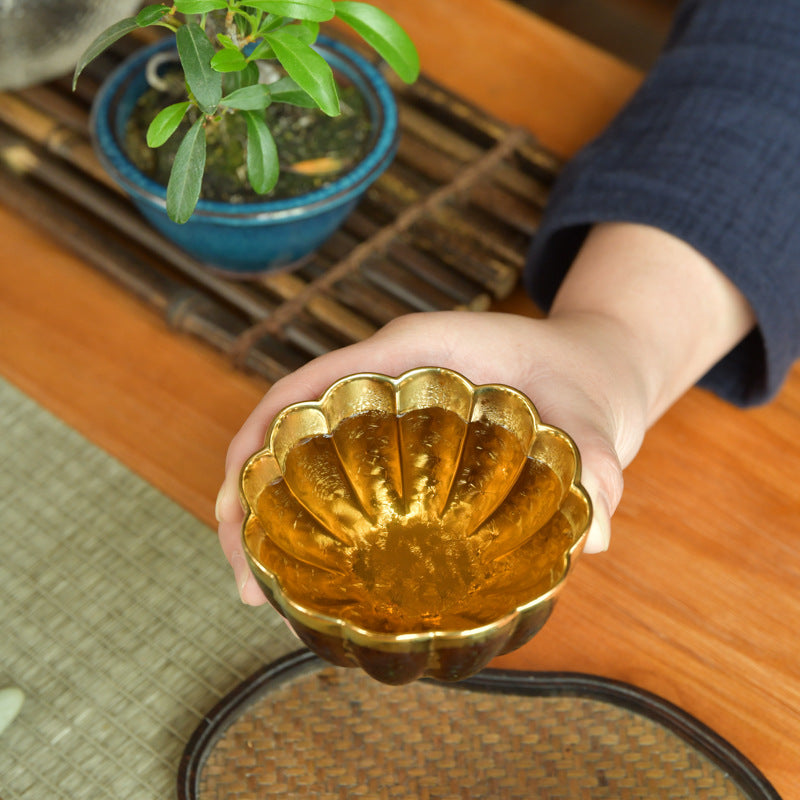 Gilt colorful peacock teacup