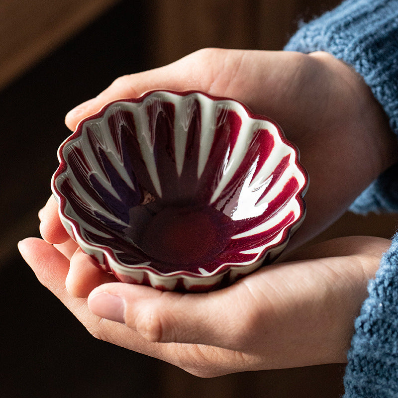 Five Color Petal Jun Kiln Teacup Set