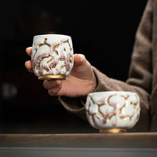 Load image into Gallery viewer, Master Collection--Moon Pink and Purple Gilt Shino Yaki Handmade Master Teacup (M03)
