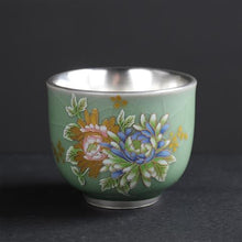 Load image into Gallery viewer, Enamel 925 Silver Teacup Set
