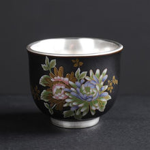 Load image into Gallery viewer, Enamel 925 Silver Teacup Set
