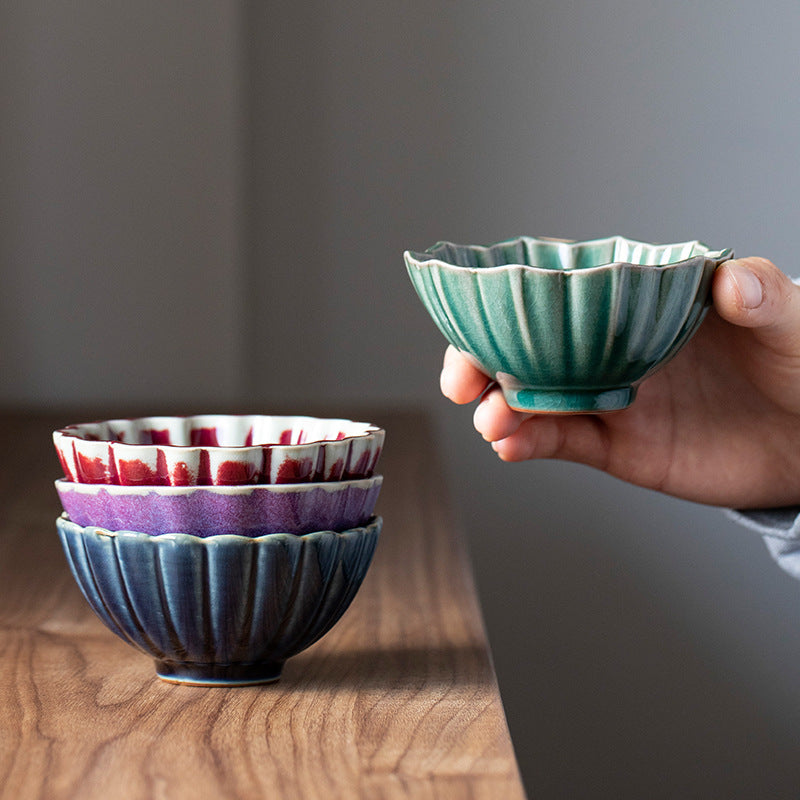 Five Color Petal Jun Kiln Teacup Set