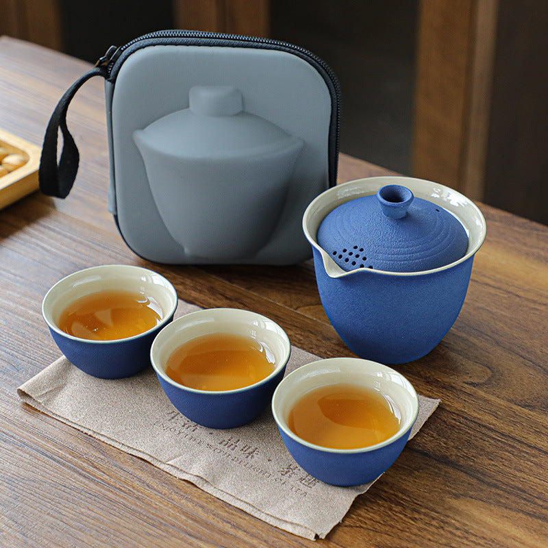Portable Ceramic Gaiwan Travel Teacup/Teapot Set