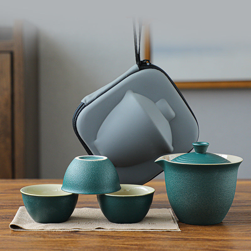 Portable Ceramic Gaiwan Travel Teacup/Teapot Set