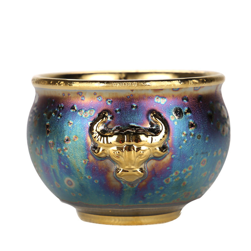 Gilt colorful ox teacup