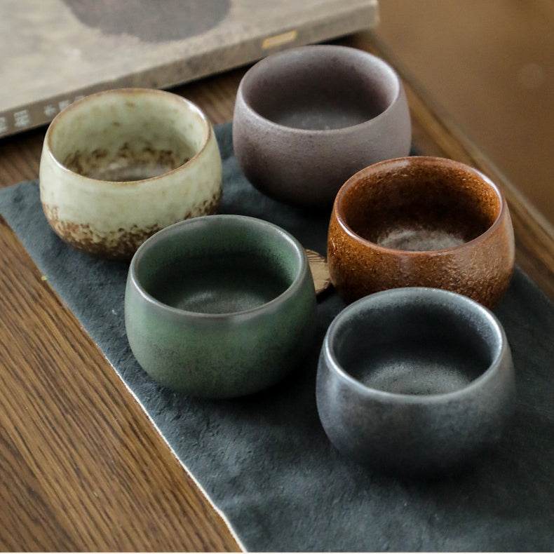 Stoneware Pottery Five Elements Cup Set