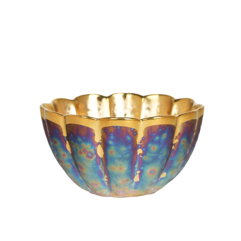 Gilt colorful peacock teacup